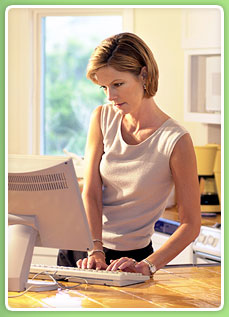 image of a lady booking online